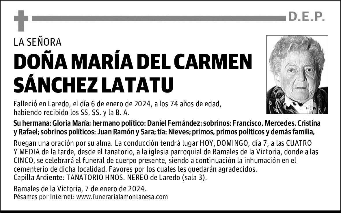 DOÑA MARÍA DEL CARMEN SÁNCHEZ LATATU