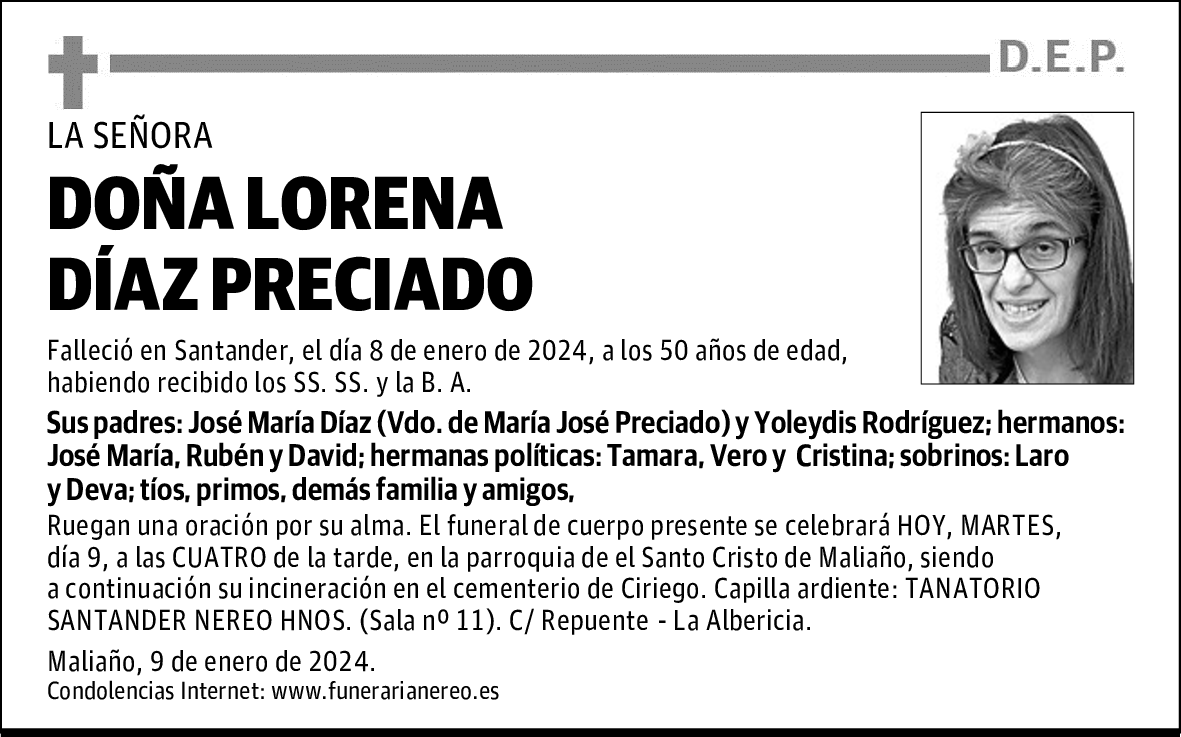 DOÑA LORENA DÍAZ PRECIADO