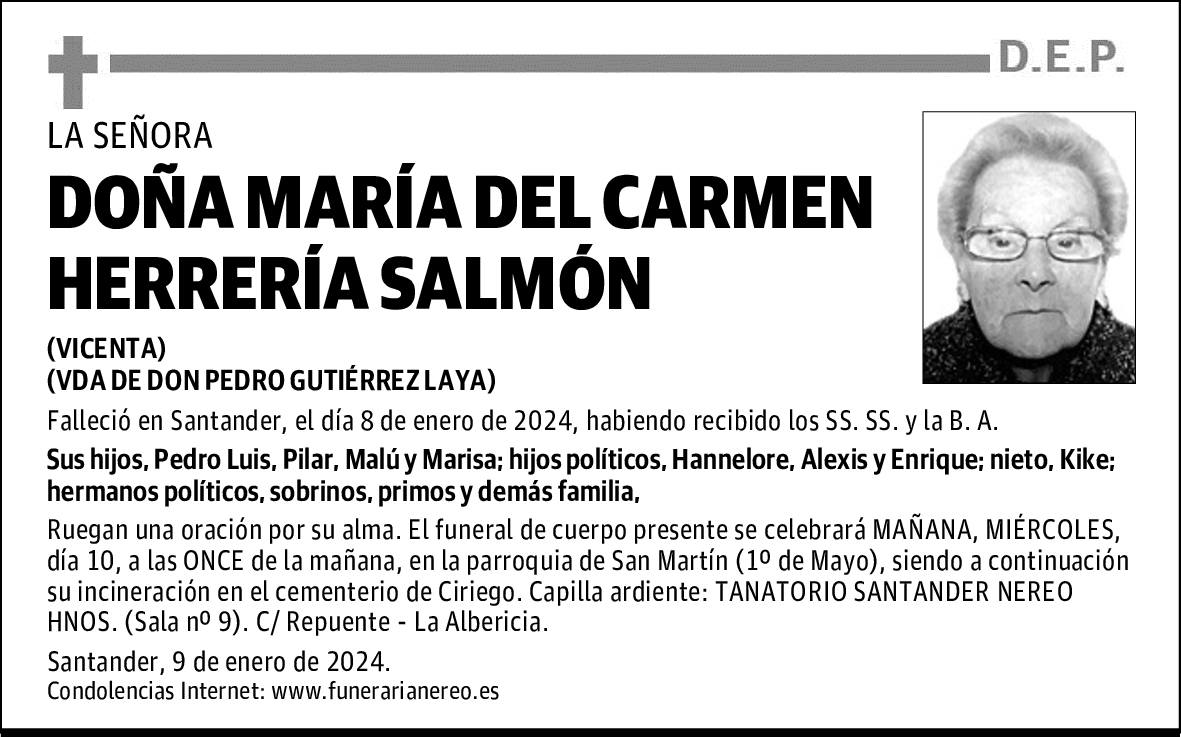 DOÑA MARÍA DEL CARMEN HERRERÍA SALMÓN