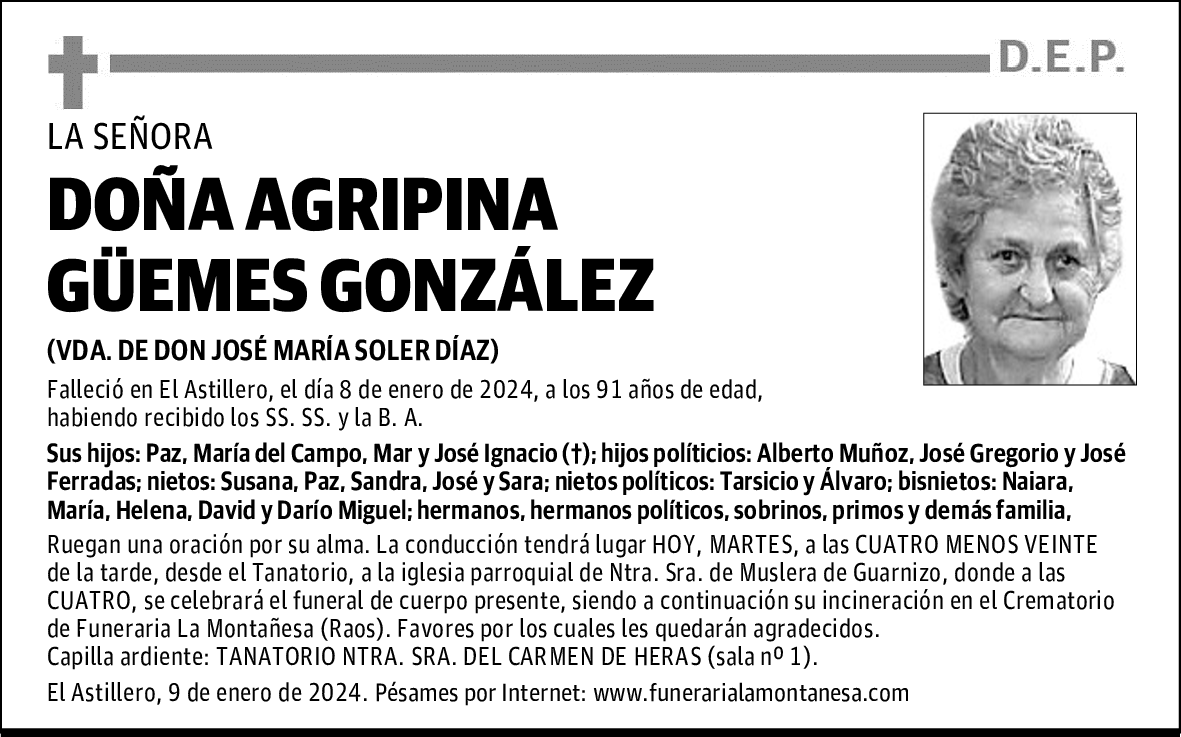 DOÑA AGRIPINA GÜEMES GONZÁLEZ