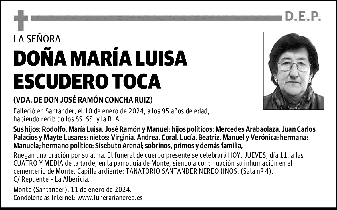DOÑA MARÍA LUISA ESCUDERO TOCA