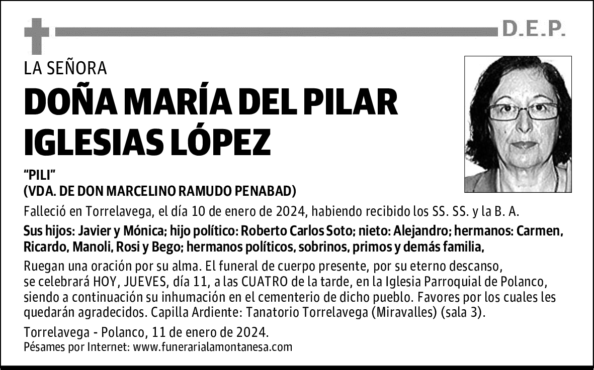 DOÑA MARÍA DEL PILAR IGLESIAS LÓPEZ