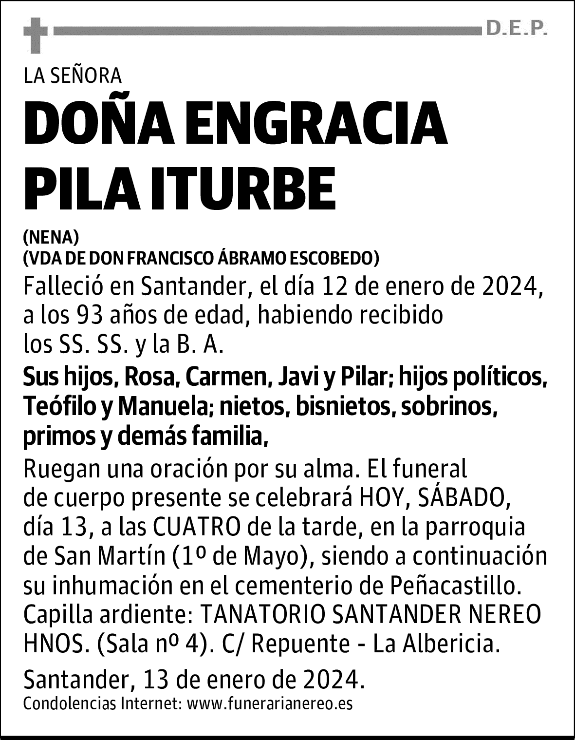 DOÑA ENGRACIA PILA ITURBE