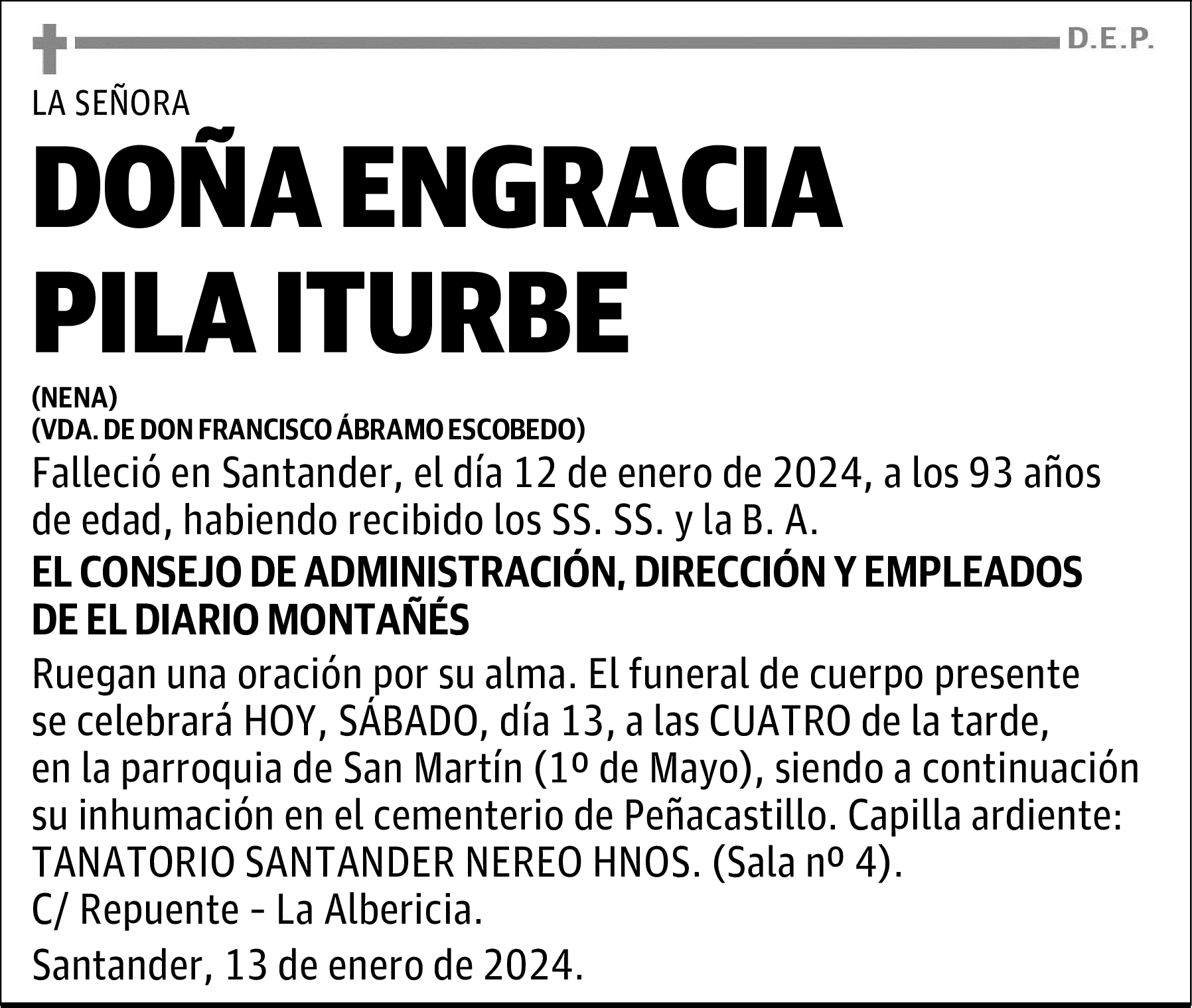 DOÑA ENGRACIA PILA ITURBE