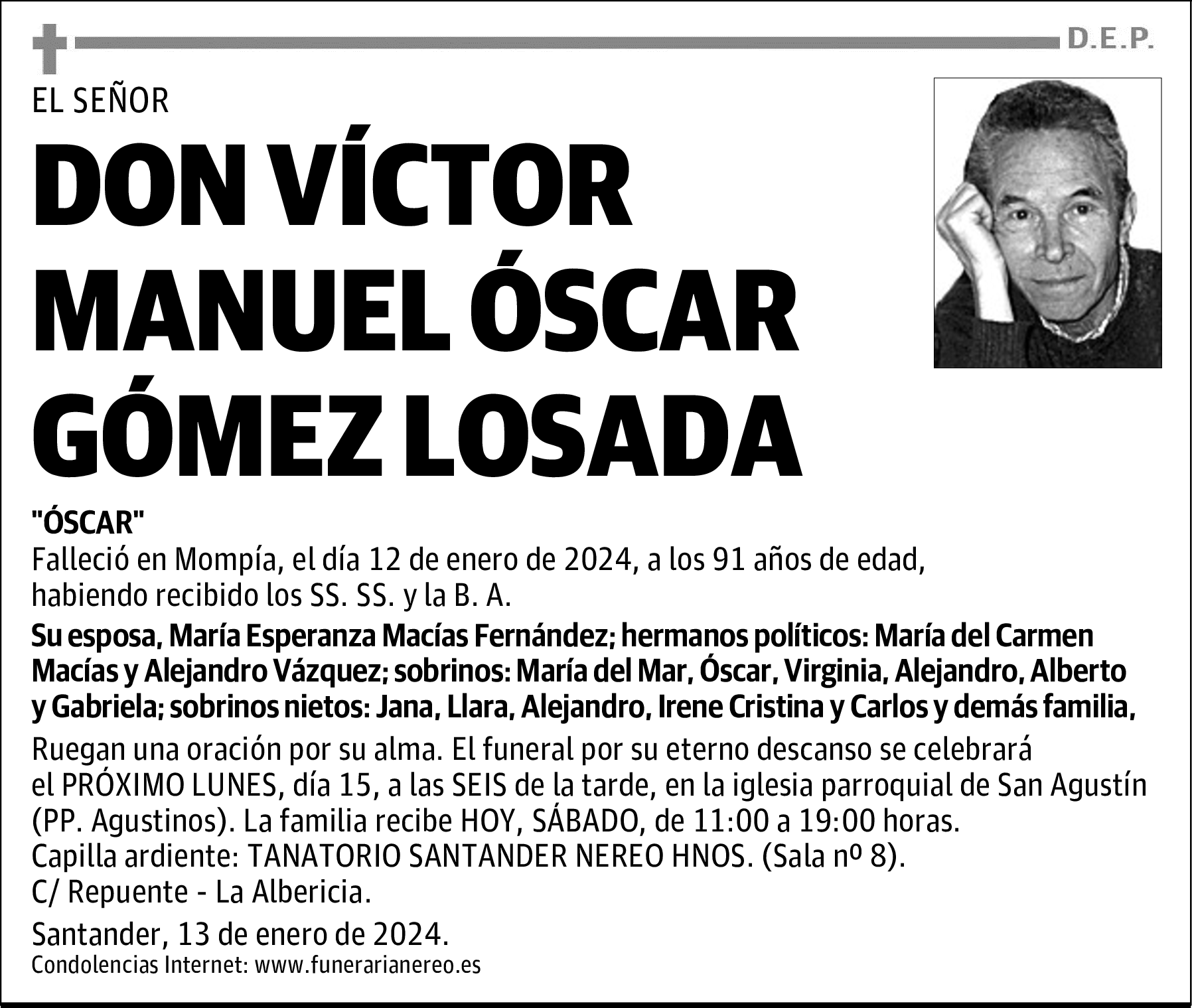 DON VÍCTOR MANUEL ÓSCAR GÓMEZ LOSADA