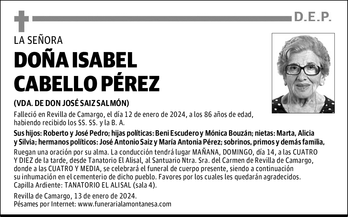DOÑA ISABEL CABELLO PÉREZ