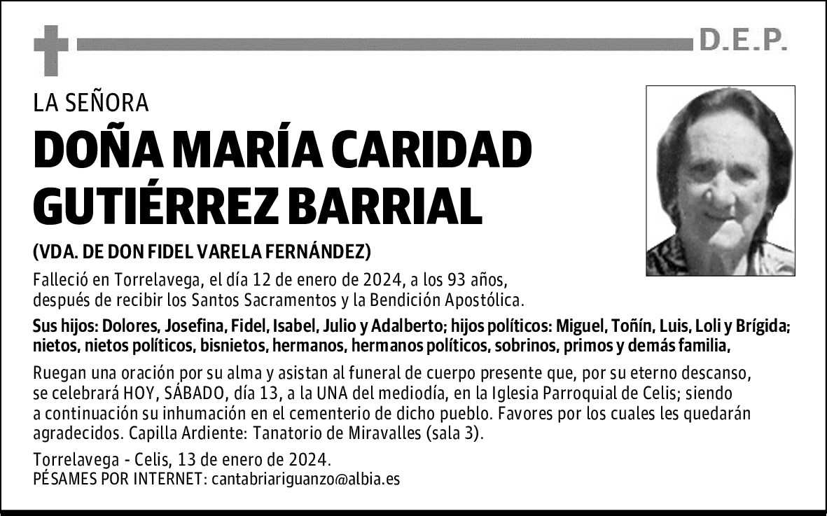 DOÑA MARÍA CARIDAD GUTIÉRREZ BARRIAL