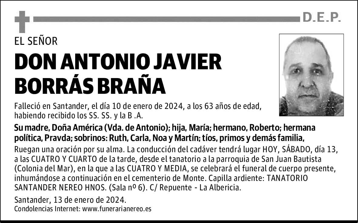 DON ANTONIO JAVIER BORRÁS BRAÑA