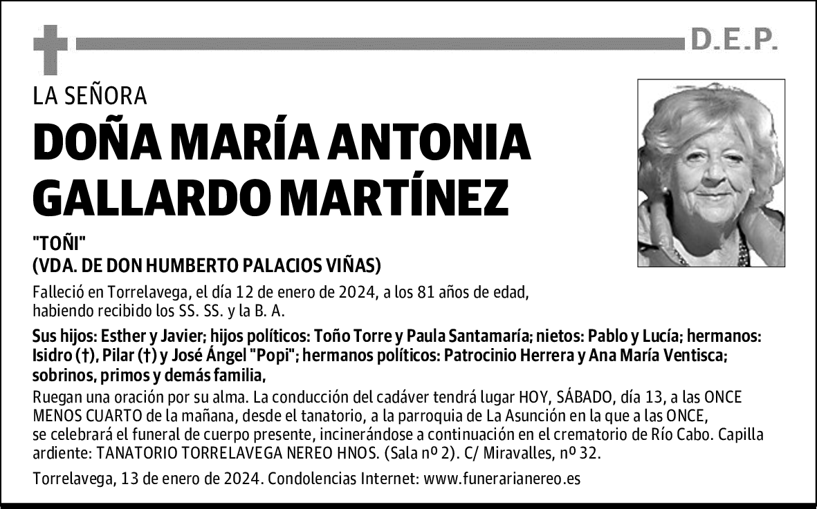 DOÑA MARÍA ANTONIA GALLARDO MARTÍNEZ