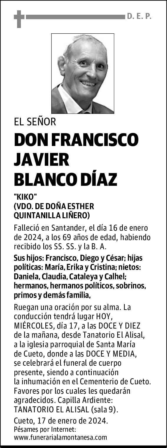 DON FRANCISCO JAVIER BLANCO DÍAZ