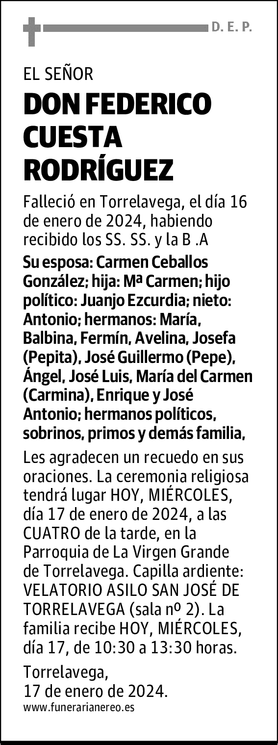 DON FEDERICO CUESTA RODRÍGUEZ
