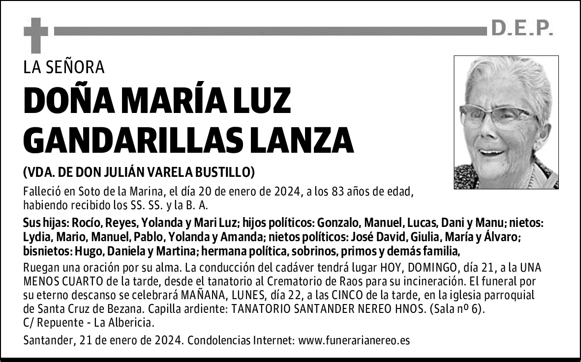 DOÑA MARÍA LUZ GANDARILLAS LANZA