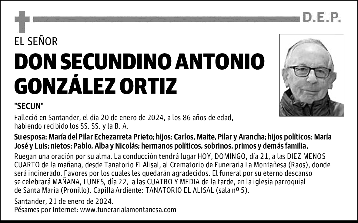 DON SECUNDINO ANTONIO GONZÁLEZ ORTIZ