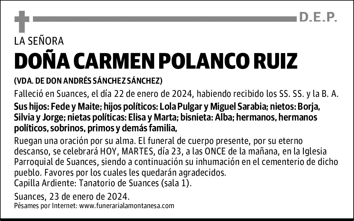 DOÑA CARMEN POLANCO RUIZ