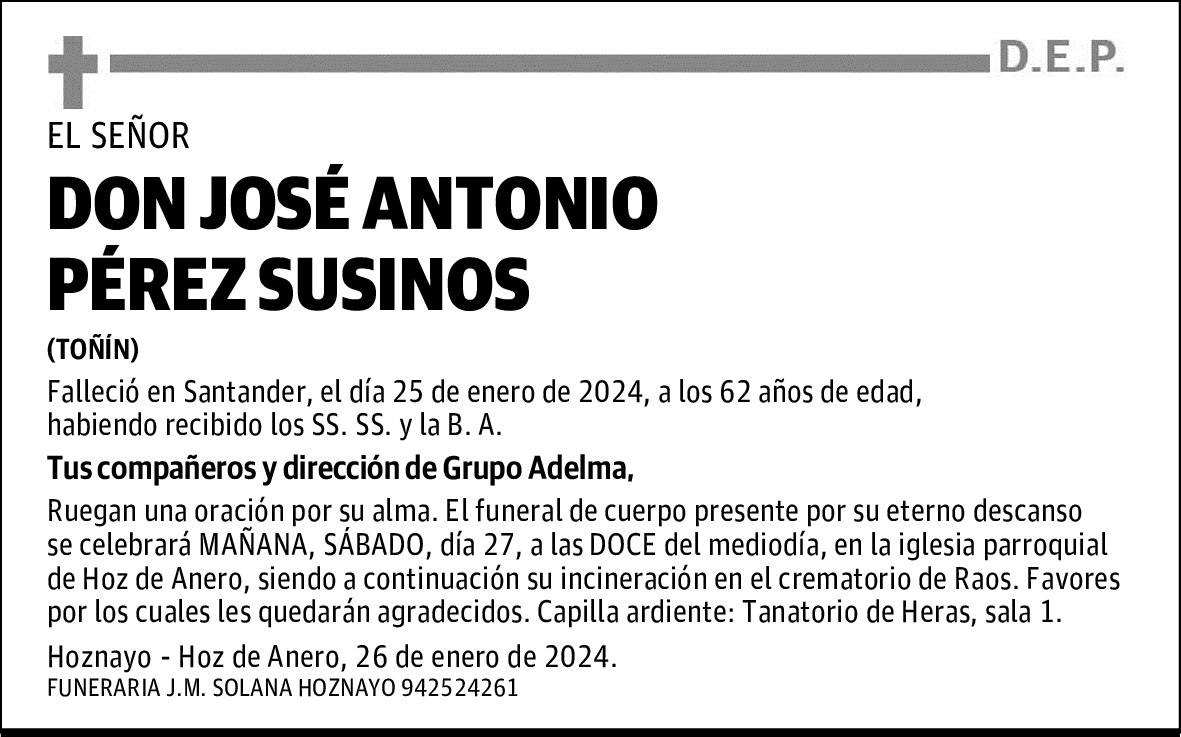 DON JOSÉ ANTONIO PÉREZ SUSINOS