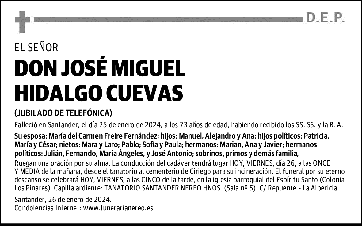 DON JOSÉ MIGUEL HIDALGO CUEVAS