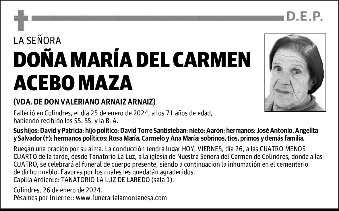 DOÑA MARÍA DEL CARMEN ACEBO MAZA