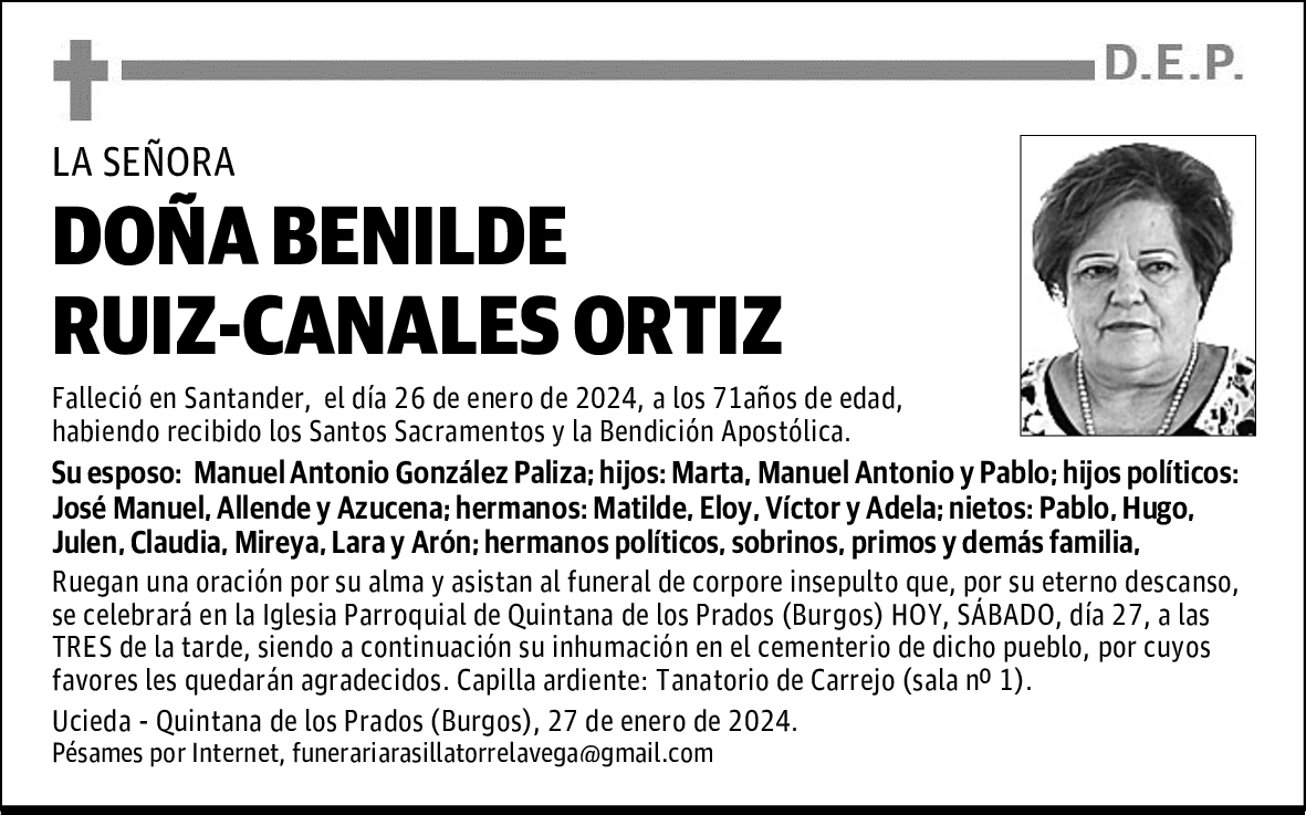 DOÑA BENILDE RUIZ-CANALES ORTIZ
