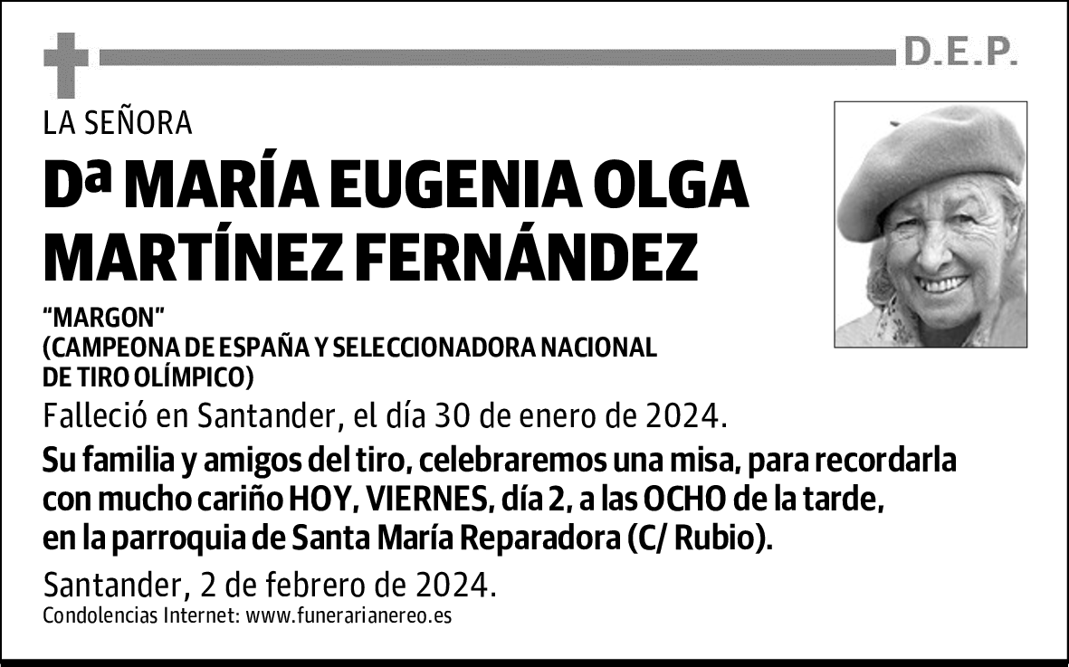 DOÑA MARÍA EUGENIA OLGA MARTÍNEZ FERNÁNDEZ