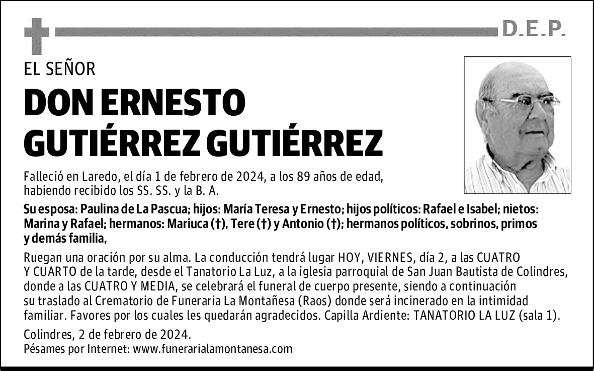 DON ERNESTO GUTIÉRREZ GUTIÉRREZ