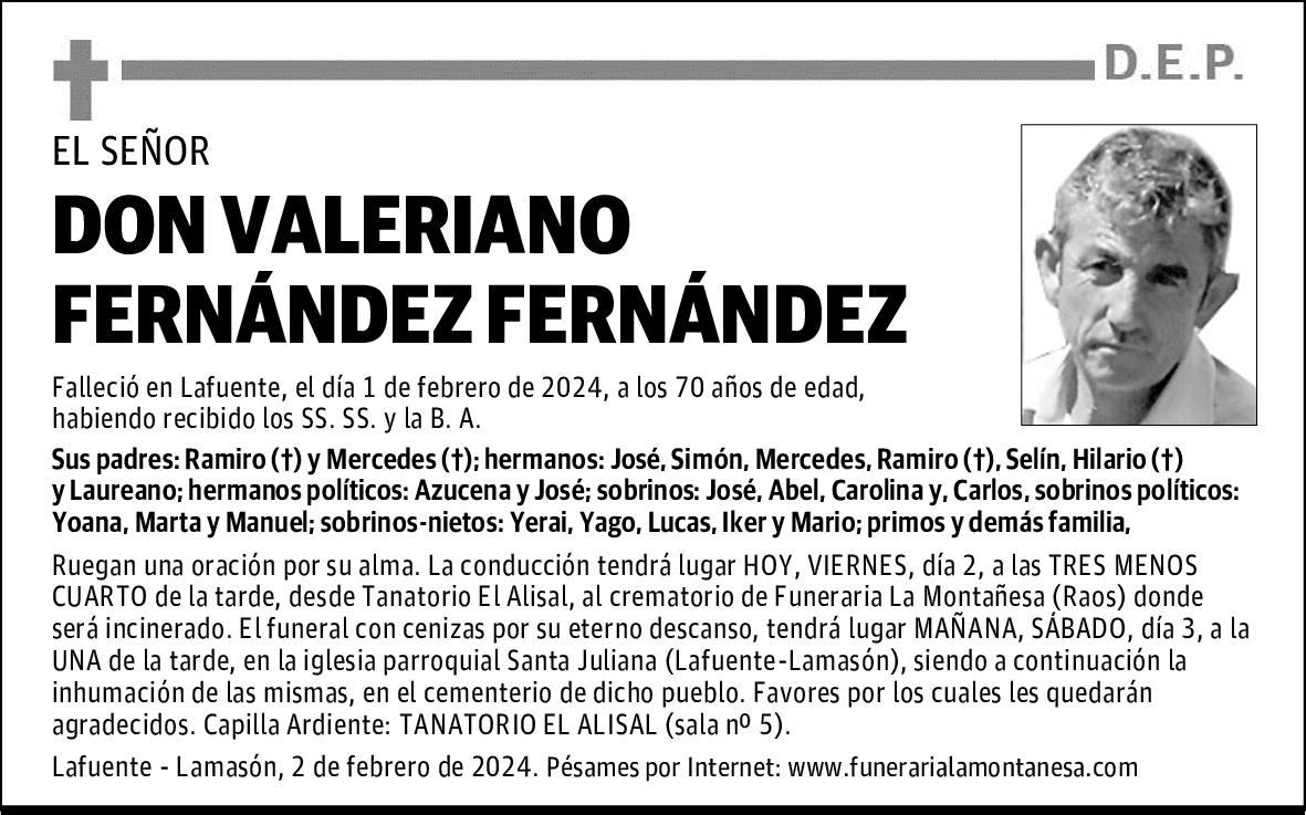 DON VALERIANO FERNÁNDEZ FERNÁNDEZ