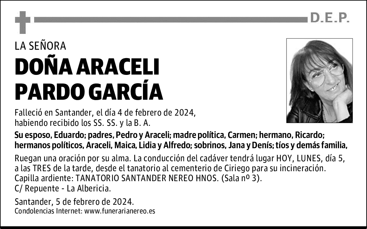 DOÑA ARACELI PARDO GARCÍA