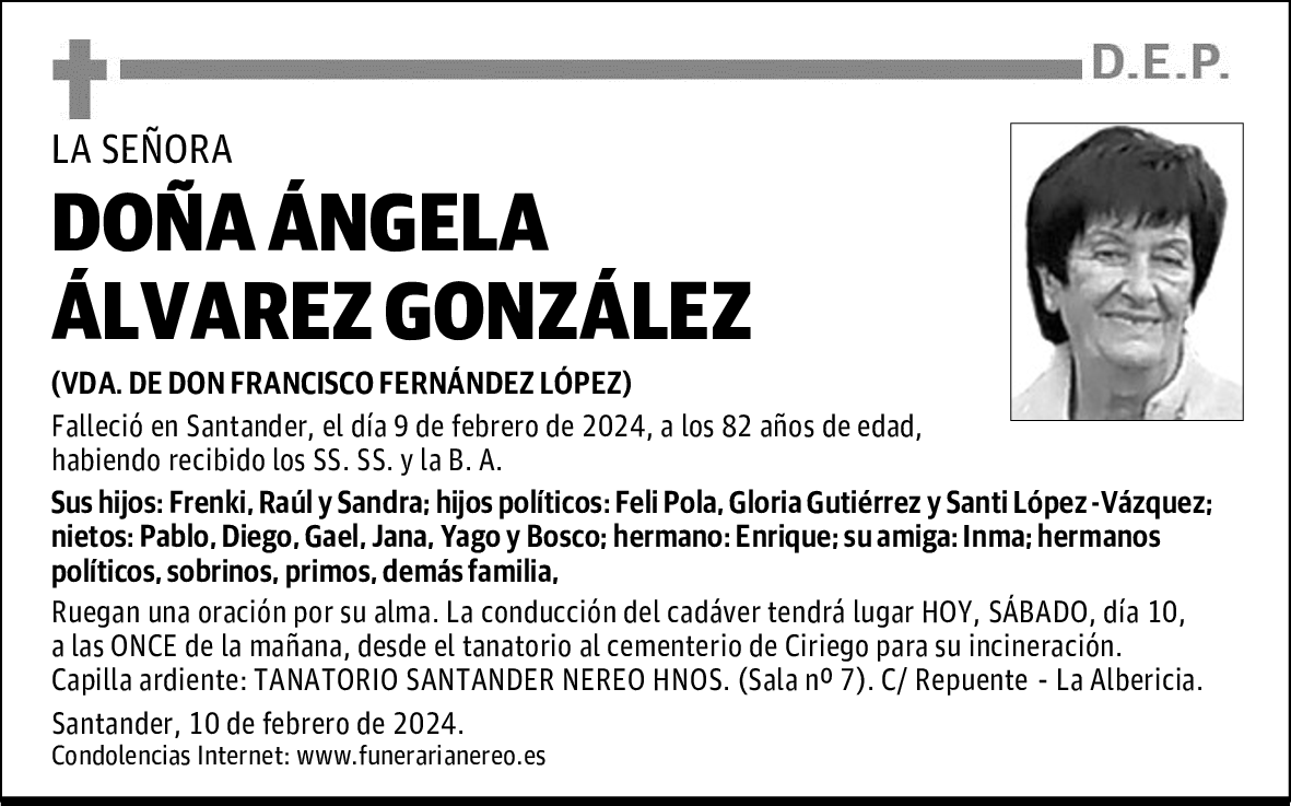 DOÑA ÁNGELA ÁLVAREZ GONZÁLEZ