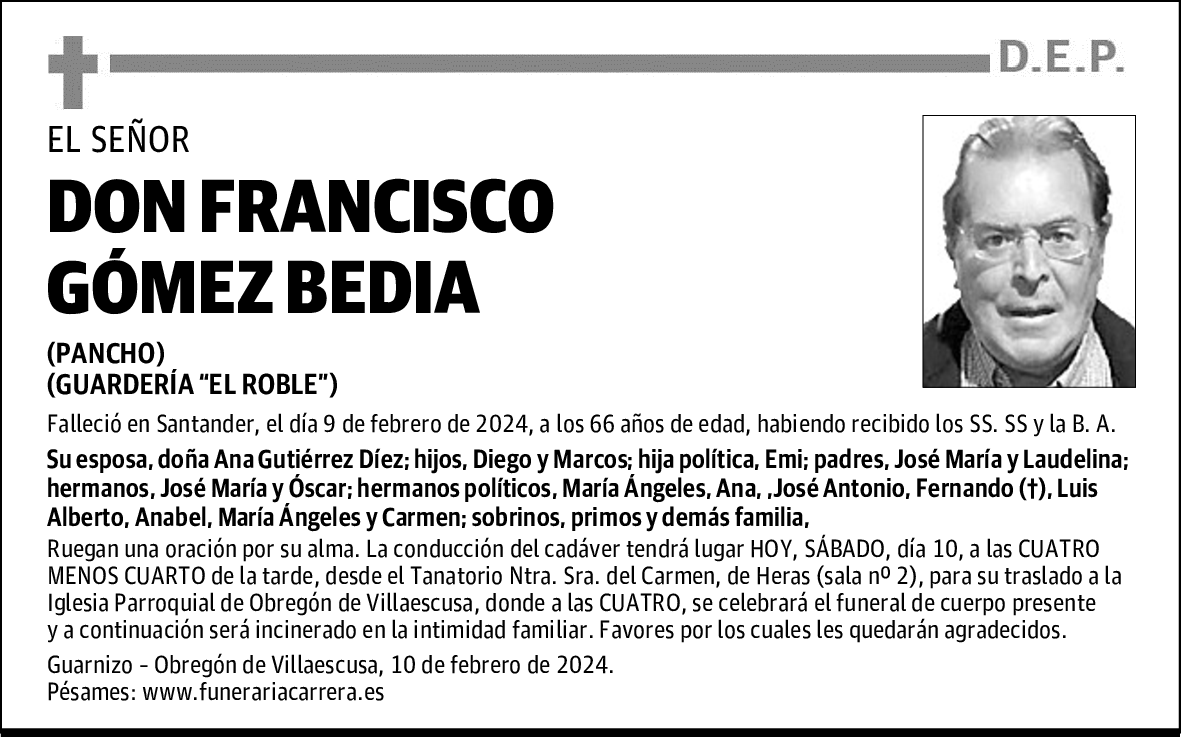 DON FRANCISCO GÓMEZ BEDIA