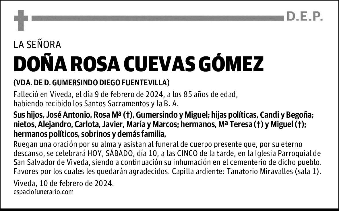 DOÑA ROSA CUEVAS GÓMEZ