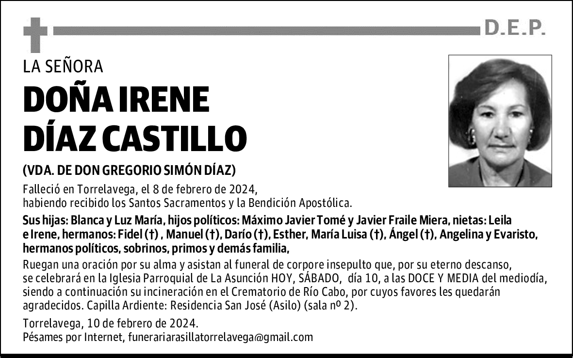 DOÑA IRENE DÍAZ CASTILLO