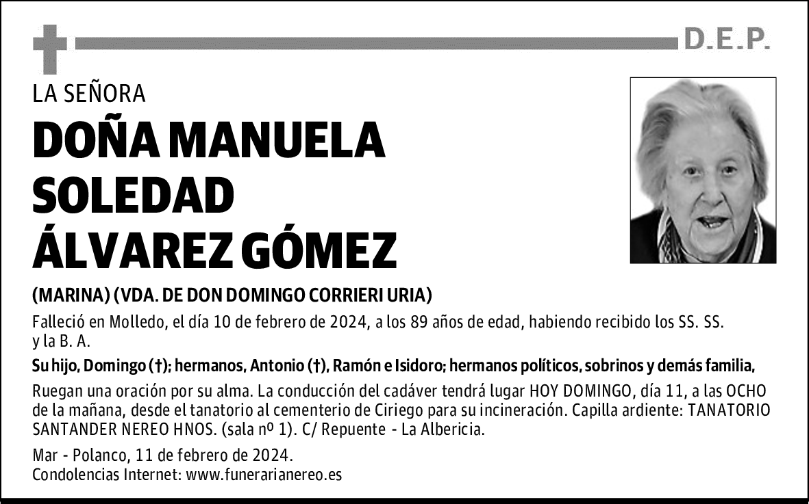 DOÑA MANUELA SOLEDAD ÁLVAREZ GÓMEZ