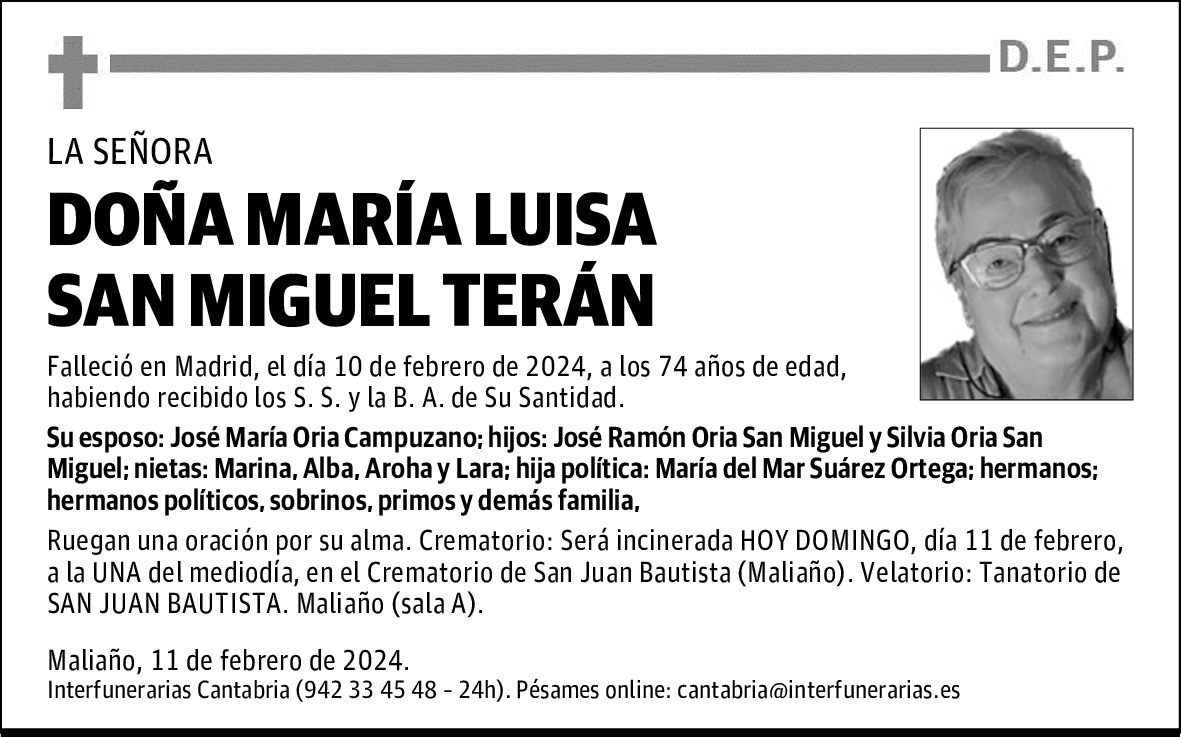 DOÑA MARÍA LUISA SAN MIGUEL TERÁN