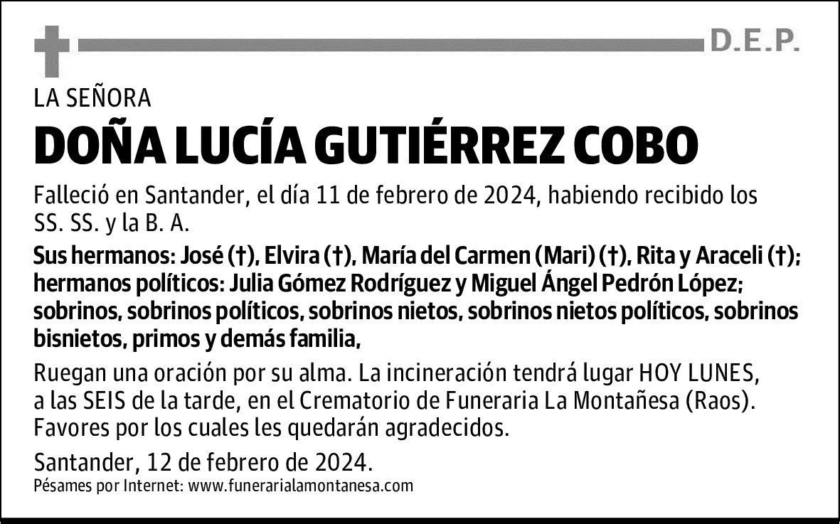 DOÑA LUCÍA GUTIÉRREZ COBO