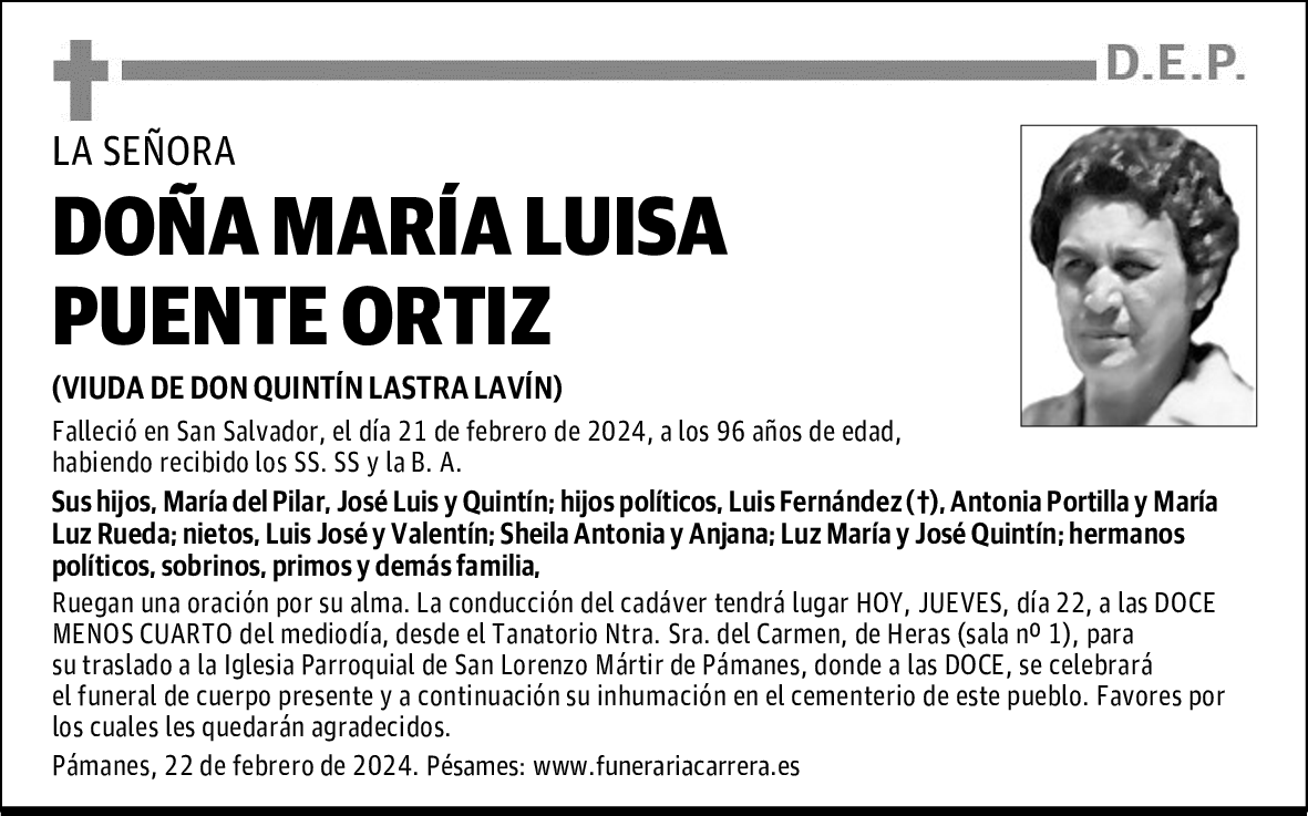 DOÑA MARÍA LUISA PUENTE ORTIZ
