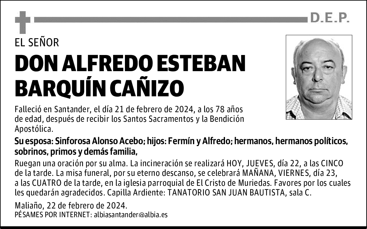 DON ALFREDO ESTEBAN BARQUÍN CAÑIZO