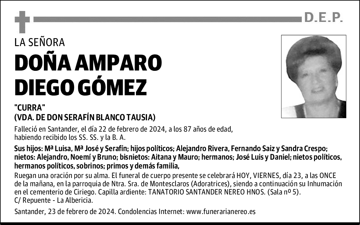 DOÑA AMPARO DIEGO GÓMEZ