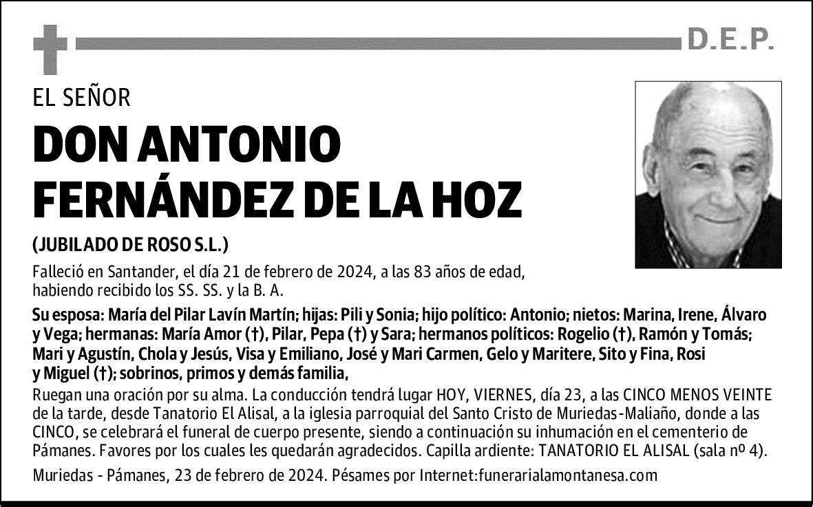 DON ANTONIO FERNÁNDEZ DE LA HOZ