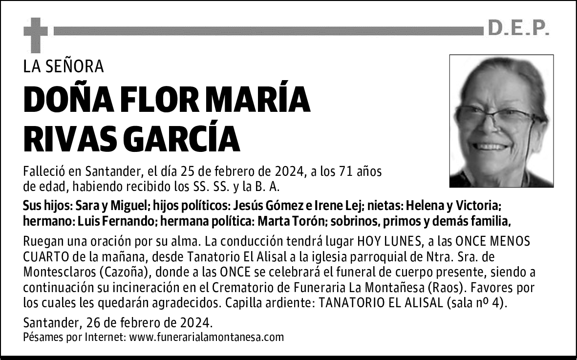 DOÑA FLOR MARÍA RIVAS GARCÍA