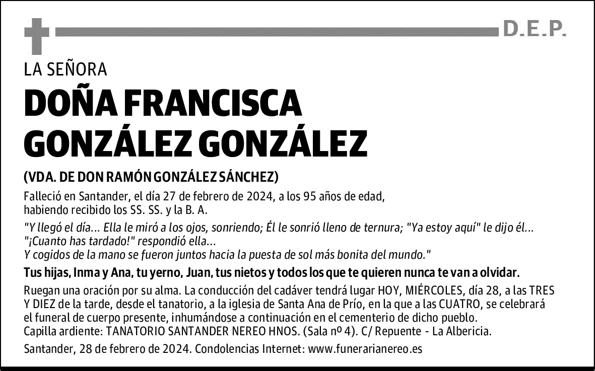 DOÑA FRANCISCA GONZÁLEZ GONZÁLEZ