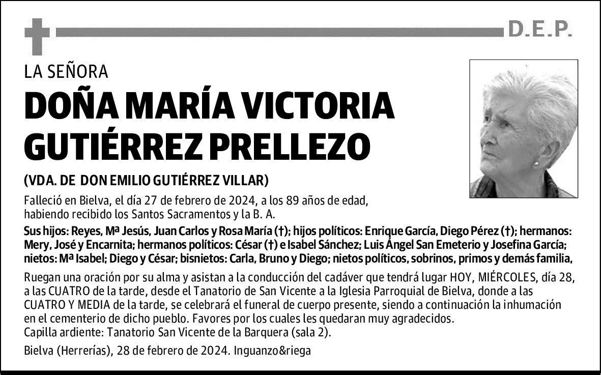 DOÑA MARÍA VICTORIA GUTIÉRREZ PRELLEZO