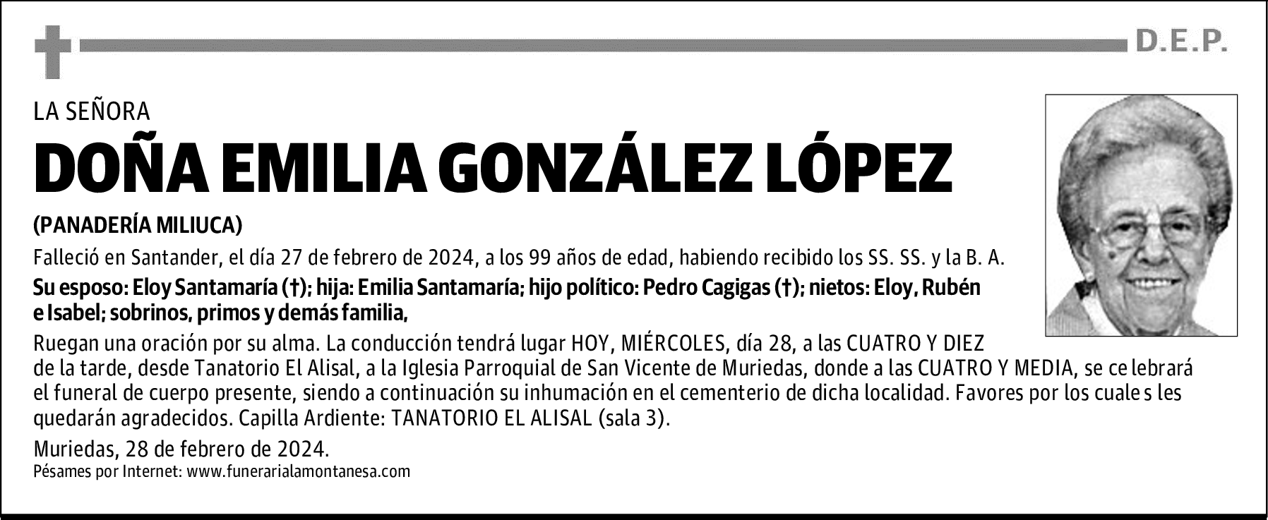 DOÑA EMILIA GONZÁLEZ LÓPEZ