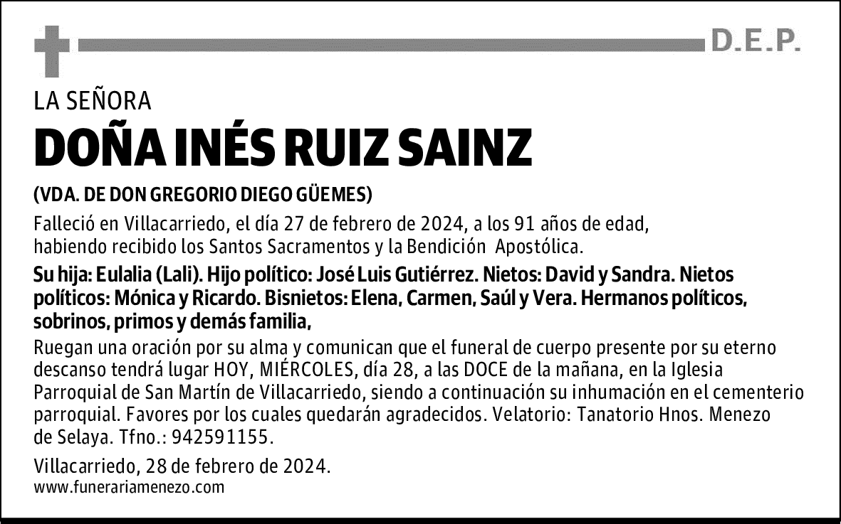 DOÑA INÉS RUIZ SAINZ