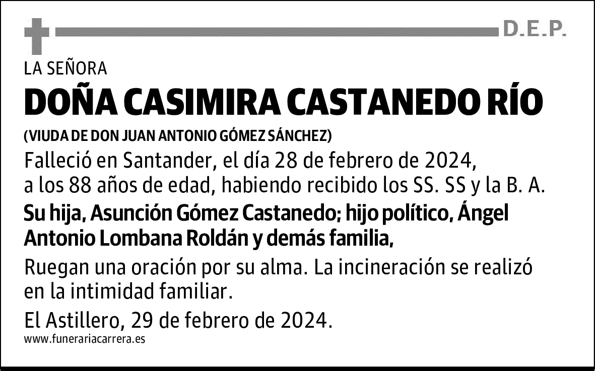 DOÑA CASIMIRA CASTANEDO RÍO