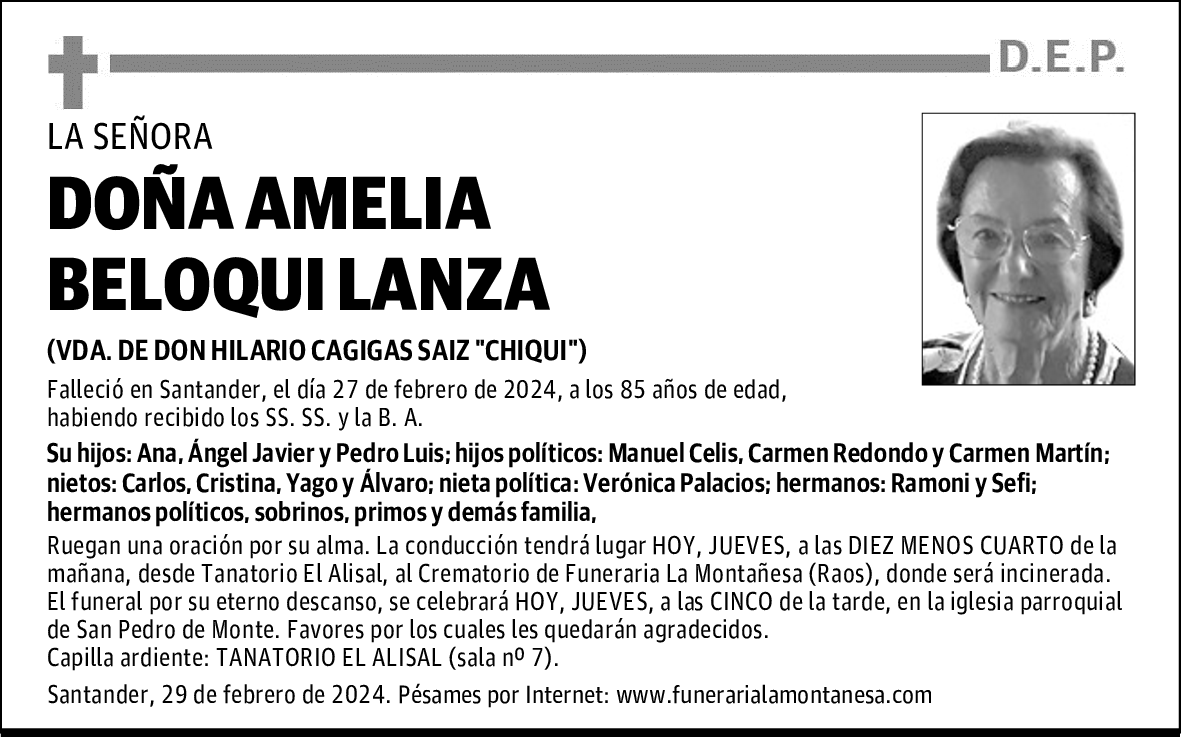 DOÑA AMELIA BELOQUI LANZA