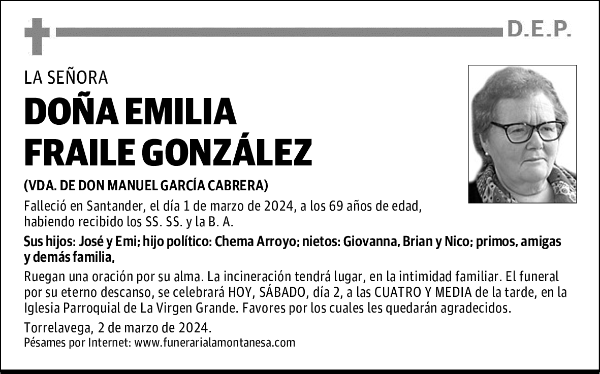 DOÑA EMILIA FRAILE GONZÁLEZ