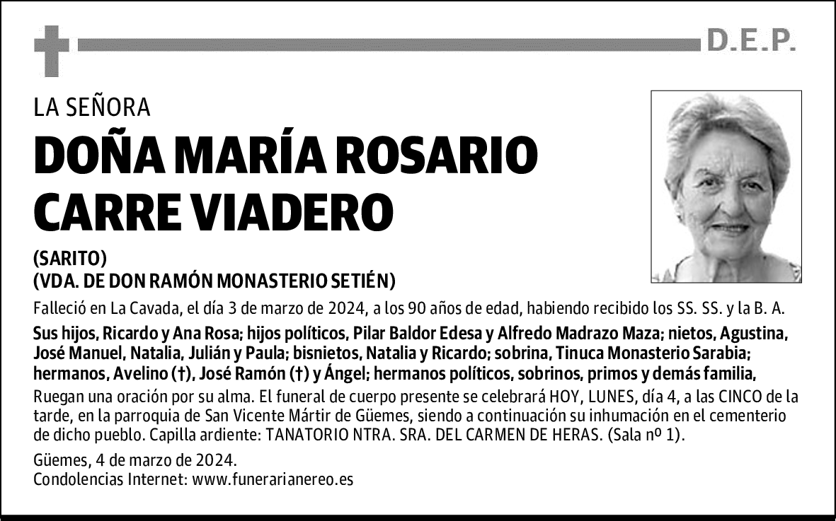 DOÑA MARÍA ROSARIO CARRE VIADERO