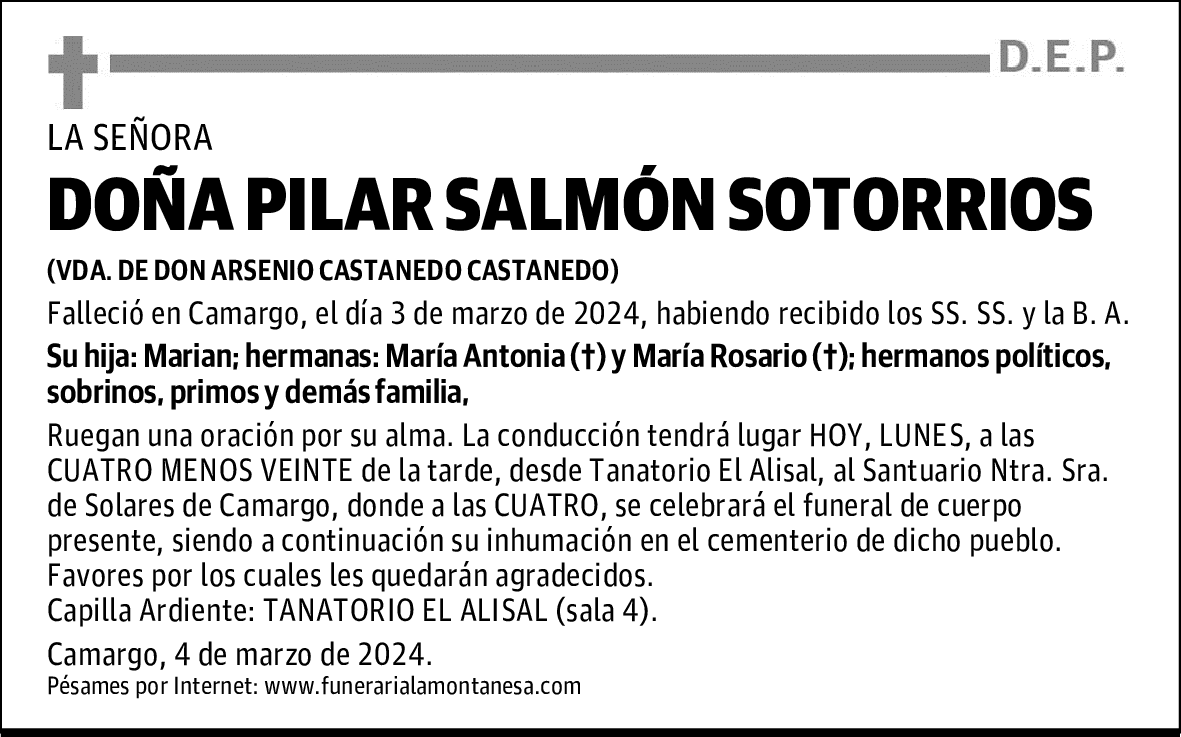 DOÑA PILAR SALMÓN SOTORRIOS