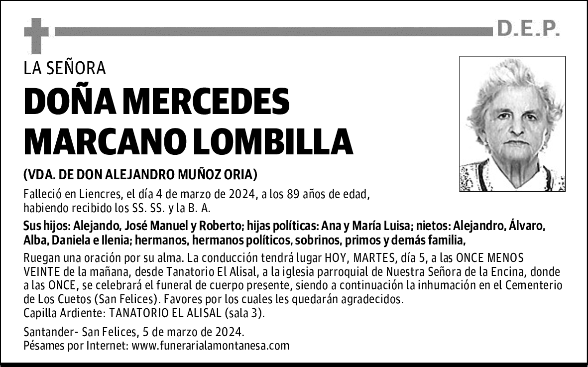 DOÑA MERCEDES MARCANO LOMBILLA