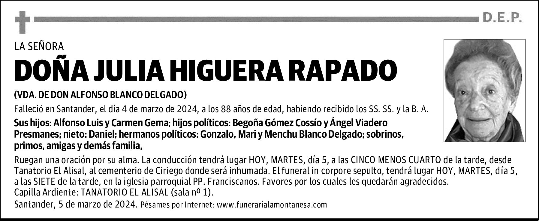 DOÑA JULIA HIGUERA RAPADO
