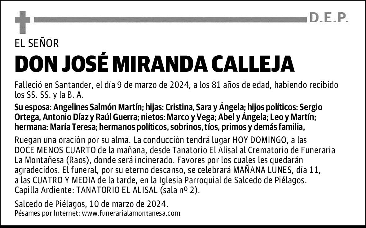 DON JOSÉ MIRANDA CALLEJA